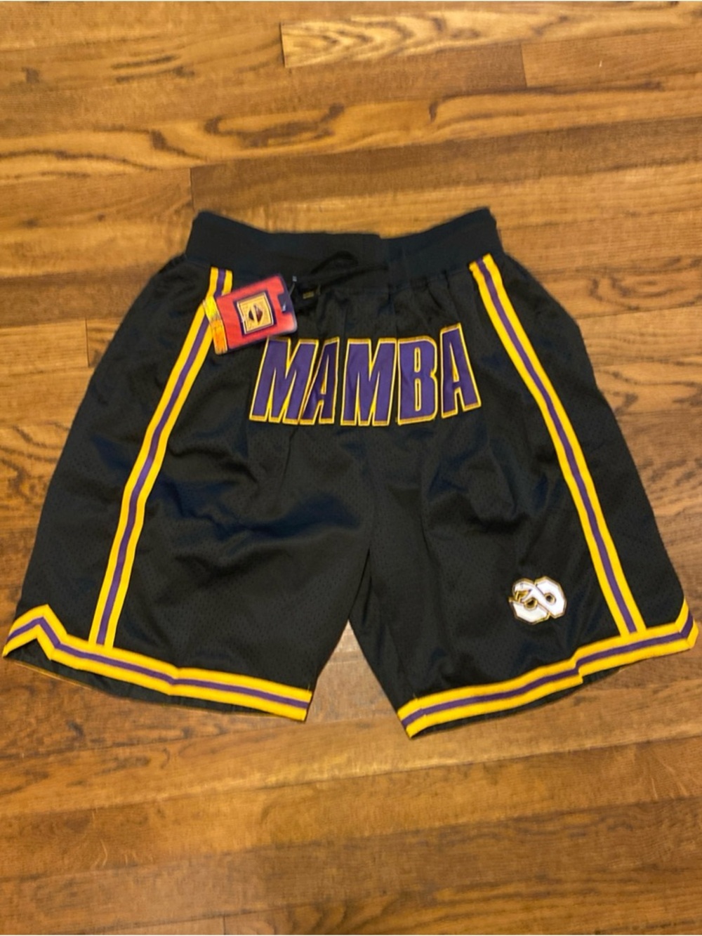 NWT Just Don Mamba Black Basketball Shorts with Purple & Gold Trim Size Large